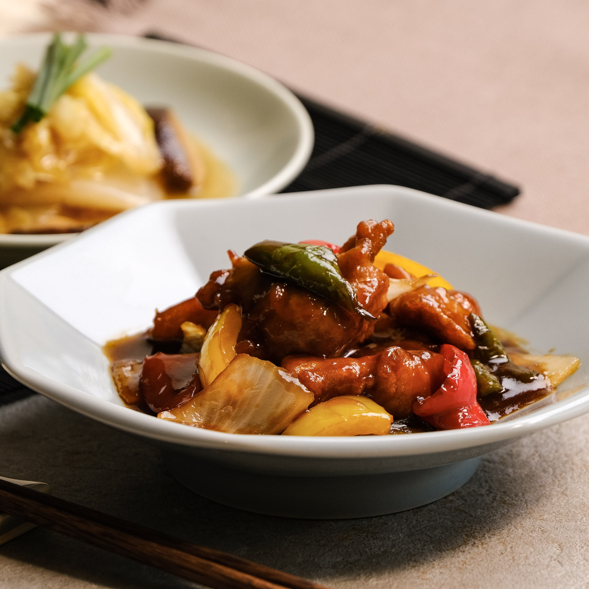 みんな大好き本格黒酢酢豚と中華酢の物・ホタテ粥