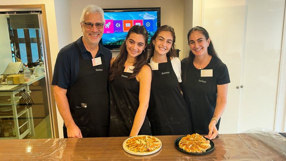 A family of four with their homemade gyoza