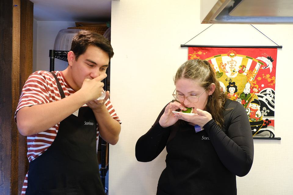Guests at a Japanese cooking at Sorisso in Tokyo