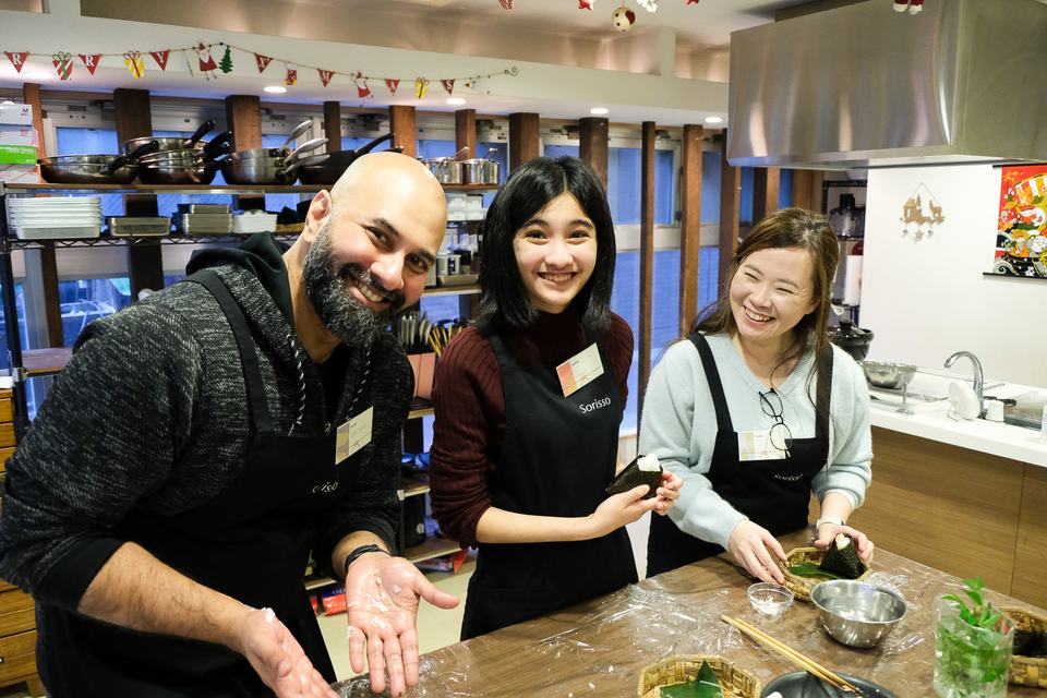 Guests at a Japanese cooking at Sorisso in Tokyo