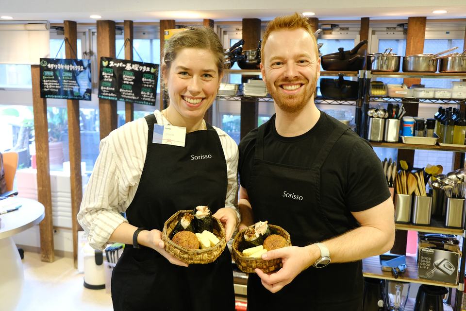 Guests at a Japanese cooking at Sorisso in Tokyo
