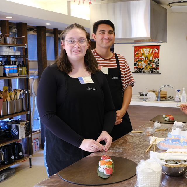 Guests at a Japanese cooking at Sorisso in Tokyo