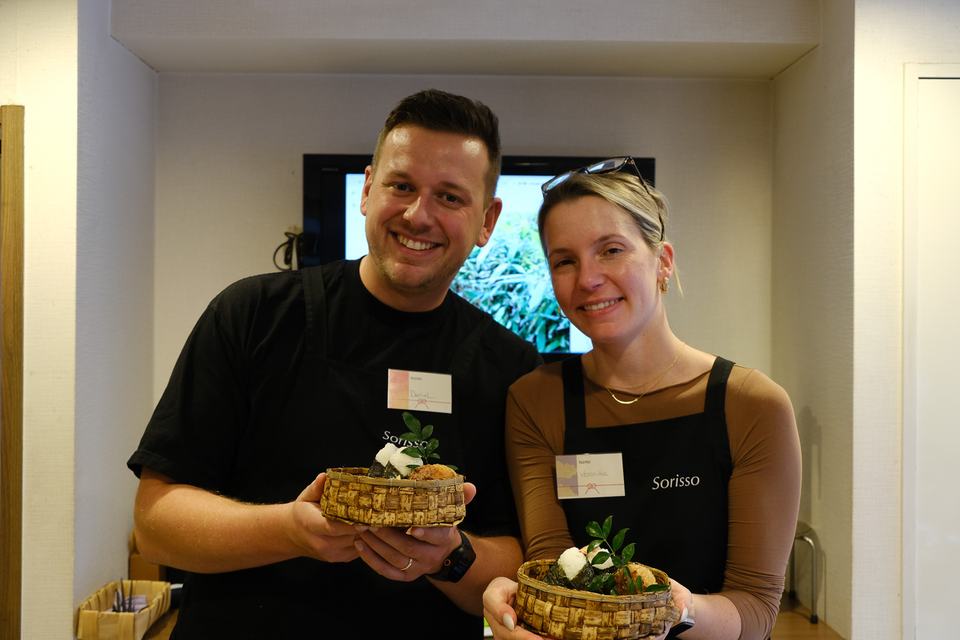 Guests at a Japanese cooking at Sorisso in Tokyo