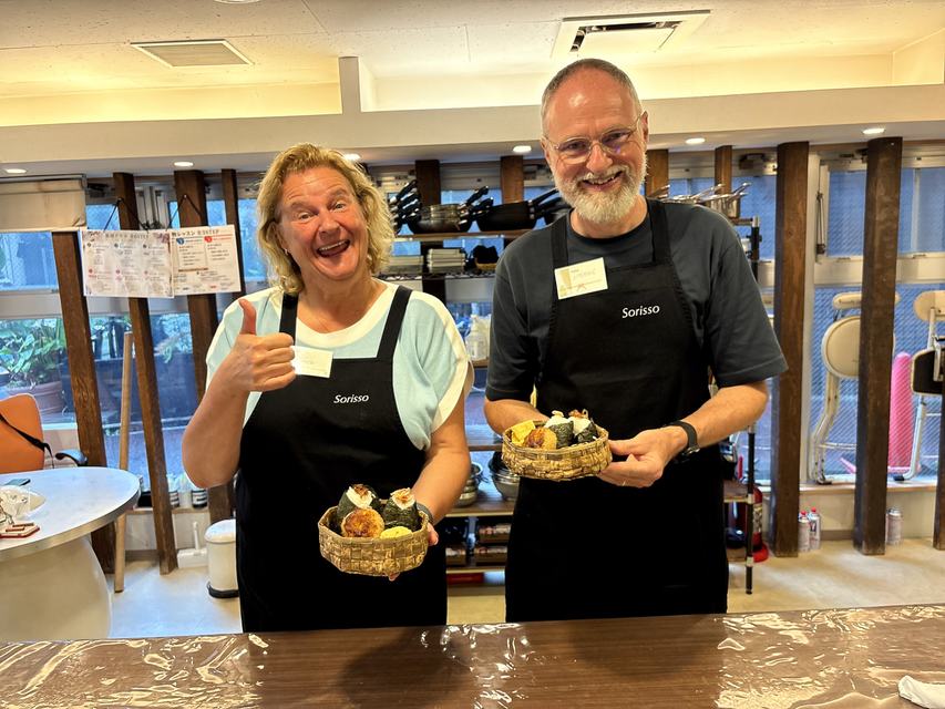 Guests at a Japanese cooking at Sorisso in Tokyo