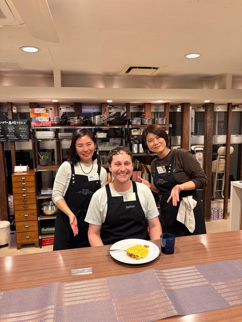 Guests at a Japanese cooking at Sorisso in Tokyo