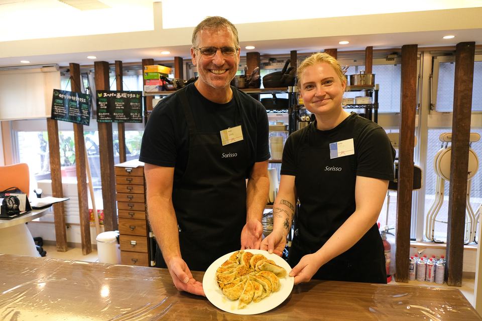 Guests at a Japanese cooking at Sorisso in Tokyo