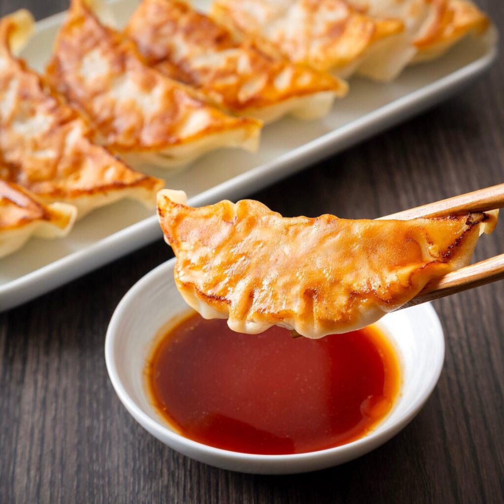 Pan-fried Japanese gyoza dumplings